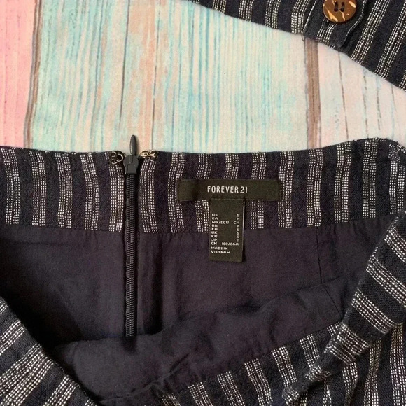 Forever 21 crop top mini skirt set blue and white stripes - Picture 3 of 9